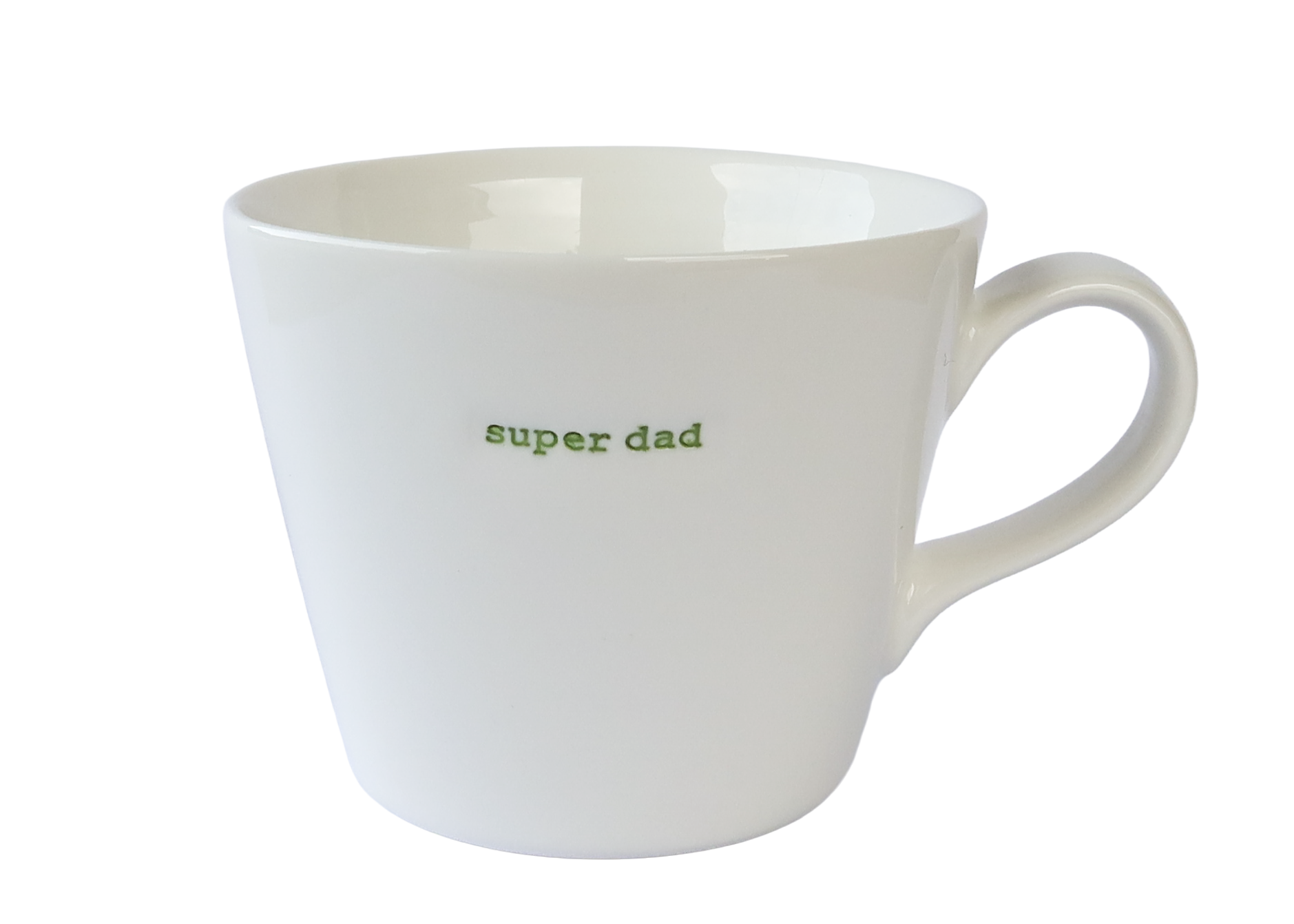 KBJ Word Bucket Mug - Super Dad (Hand Embossed Green Text)