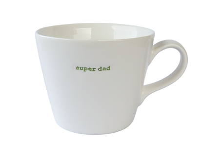 KBJ Word Bucket Mug - Super Dad (Hand Embossed Green Text)