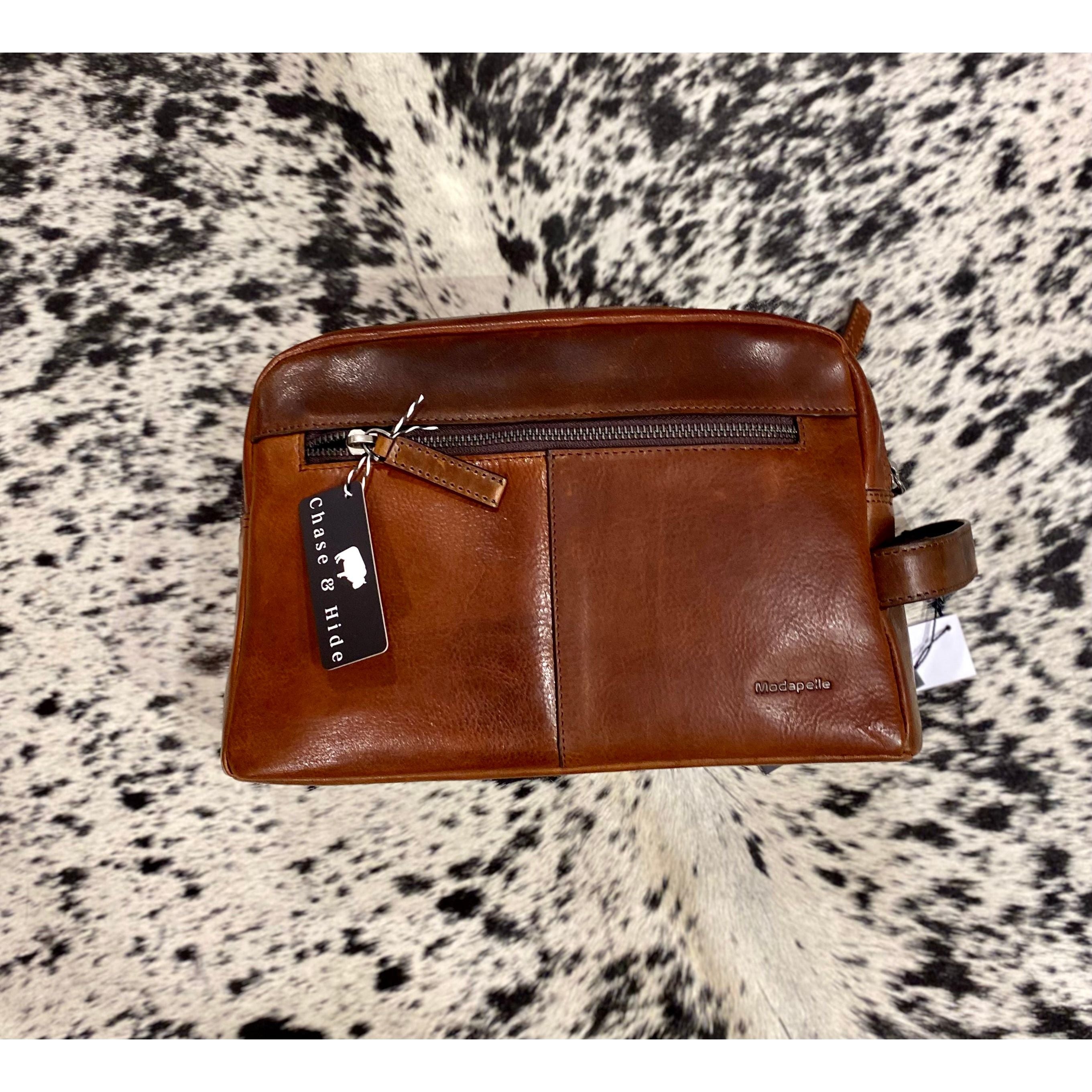 Brown Double Zip Toiletry Bag 