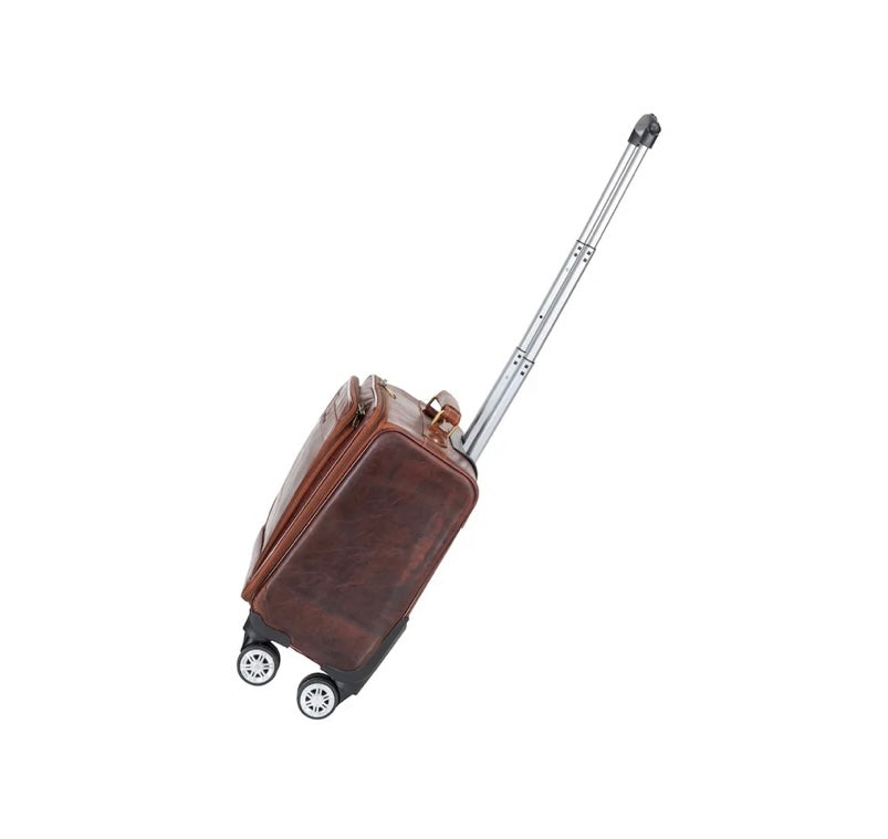 Leather Pilot Briefcase with wheels 