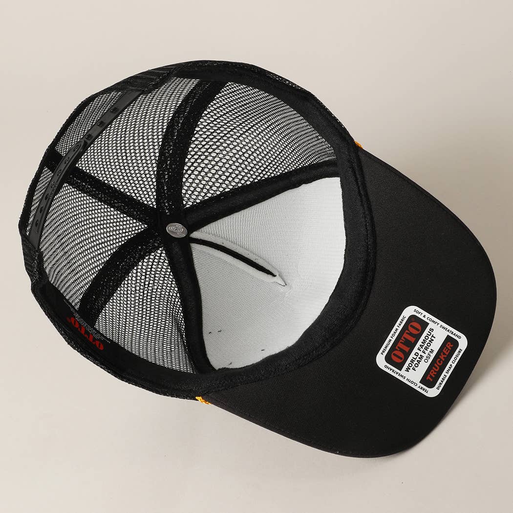 Kiss Me Cowboy Text Foam Mesh Back Trucker Hat Cap