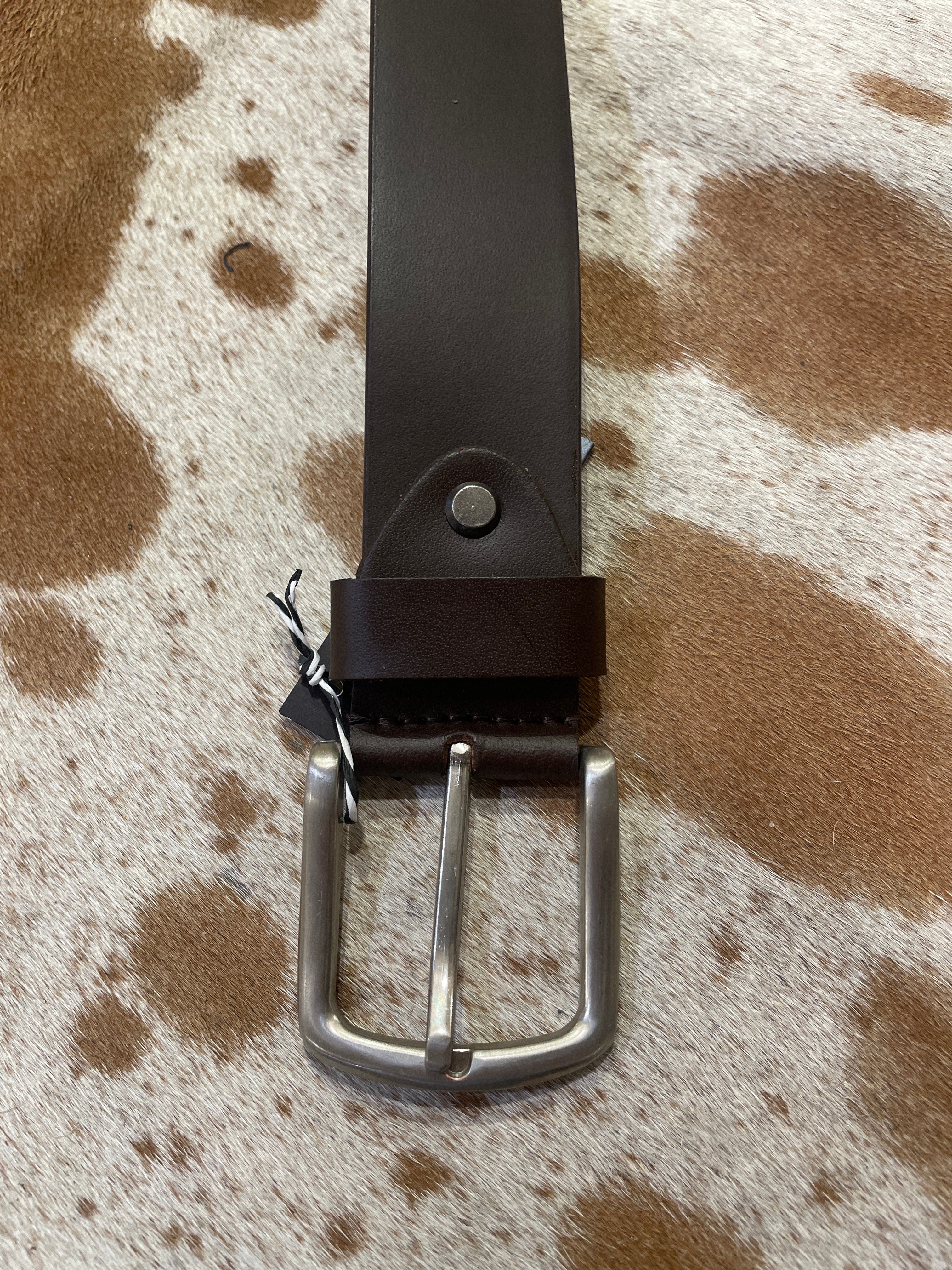 Leather Belt with Silver Buckle 