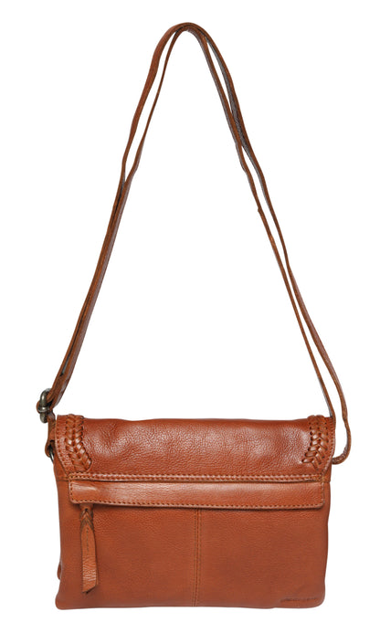 Tan Leather weave shoulder bag 