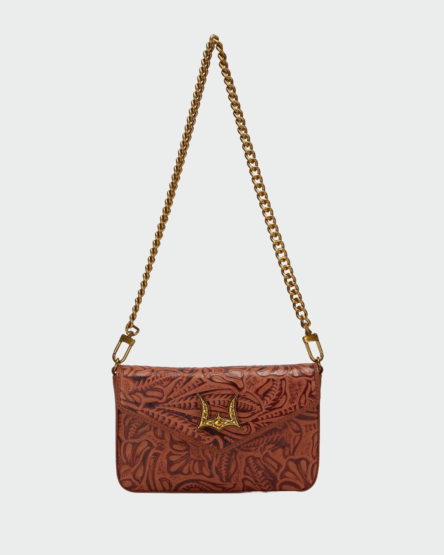 The LW On The Go Mini Chain Bag- In Brown &amp; White Cowhide And Calfskin