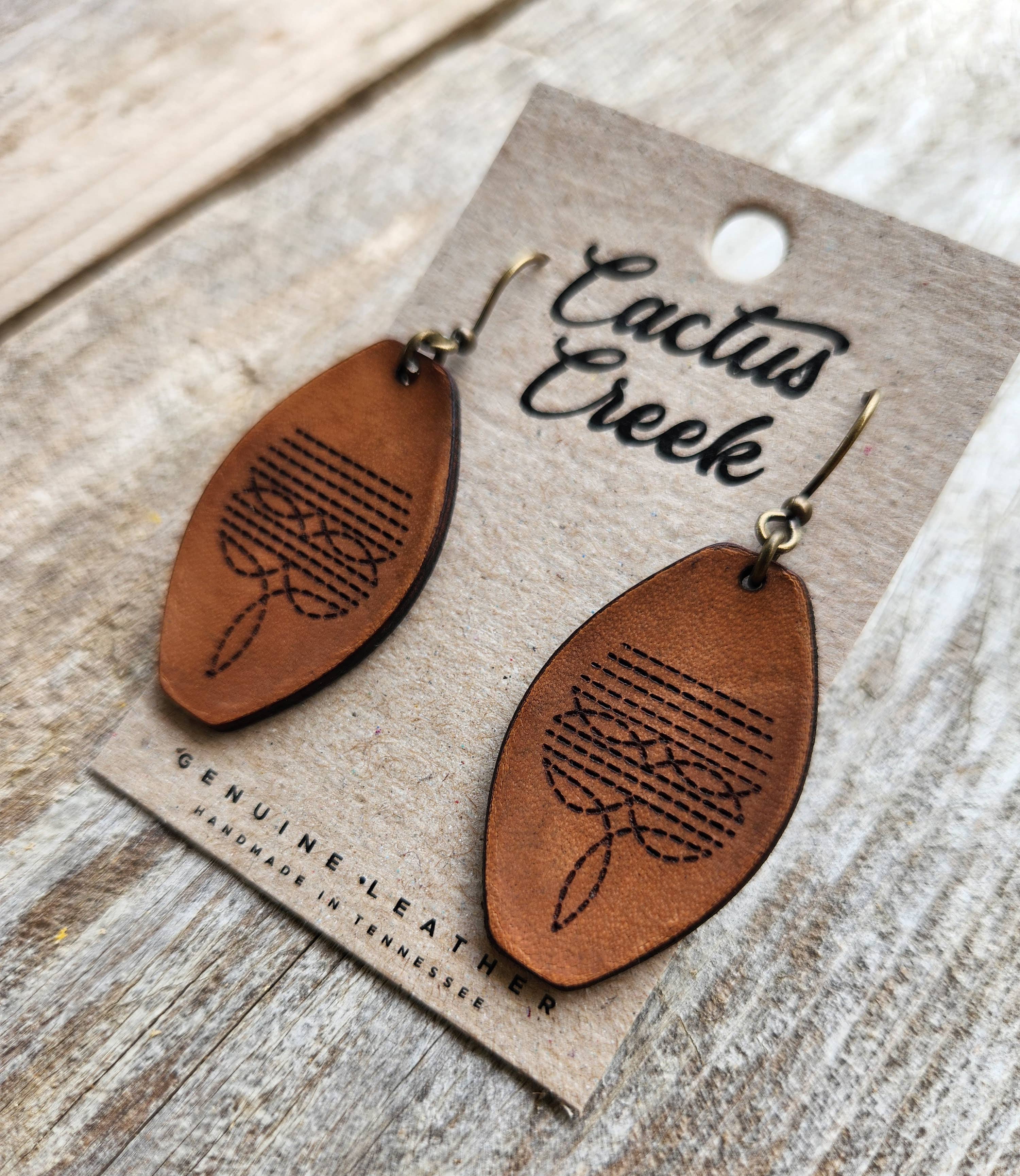 "Dallas"  Handmade Tooled Leather Western Earrings