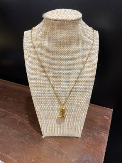 Gold Cowboy Boot Necklace 