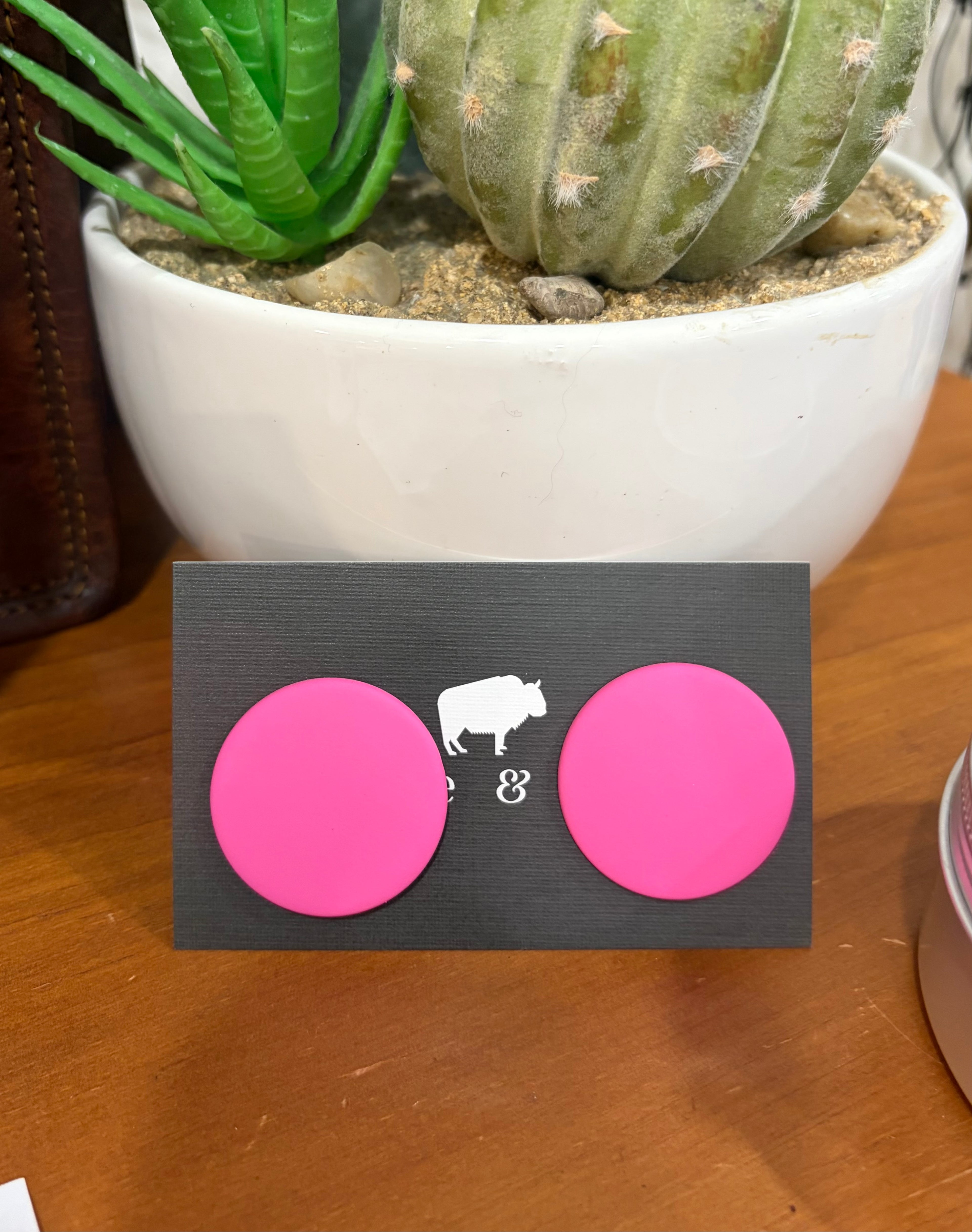 Large Button Solid Colour Earrings 