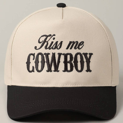 Kiss Me Cowboy Embroidery Two-Tone Cap