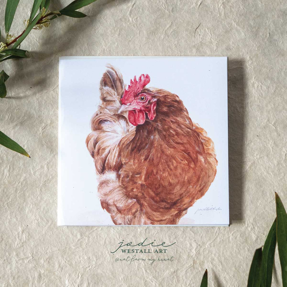 Chook Bessie Struts her Stuff- Greeting Card