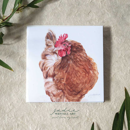 Chook Bessie Struts her Stuff- Greeting Card