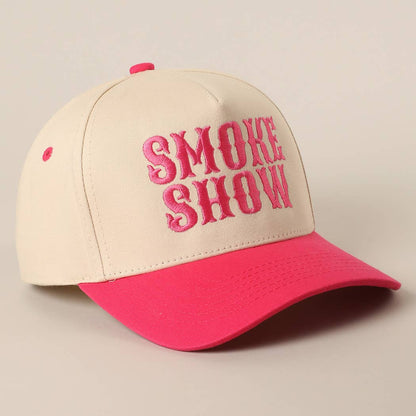 SMOKE SHOW Typographic Embroidery Baseball Cap