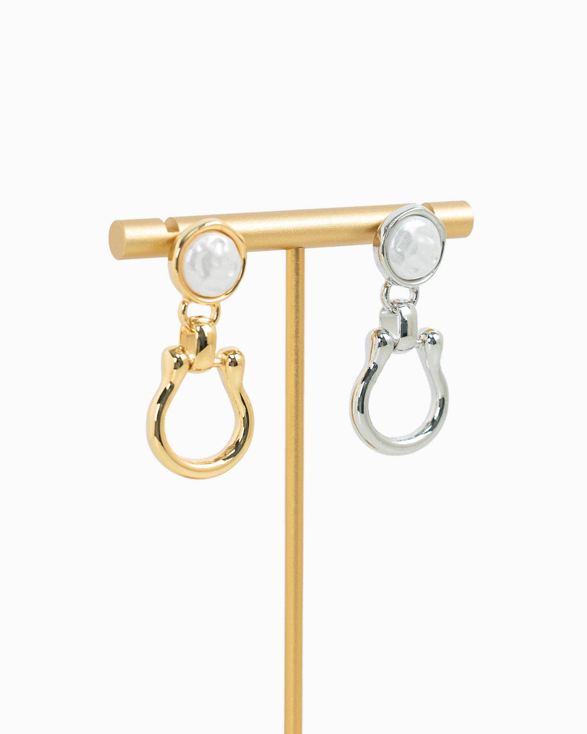 Pearl Top Horsebit Earrings