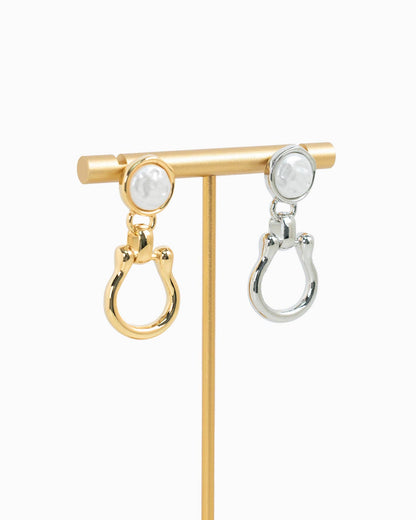 Pearl Top Horsebit Earrings