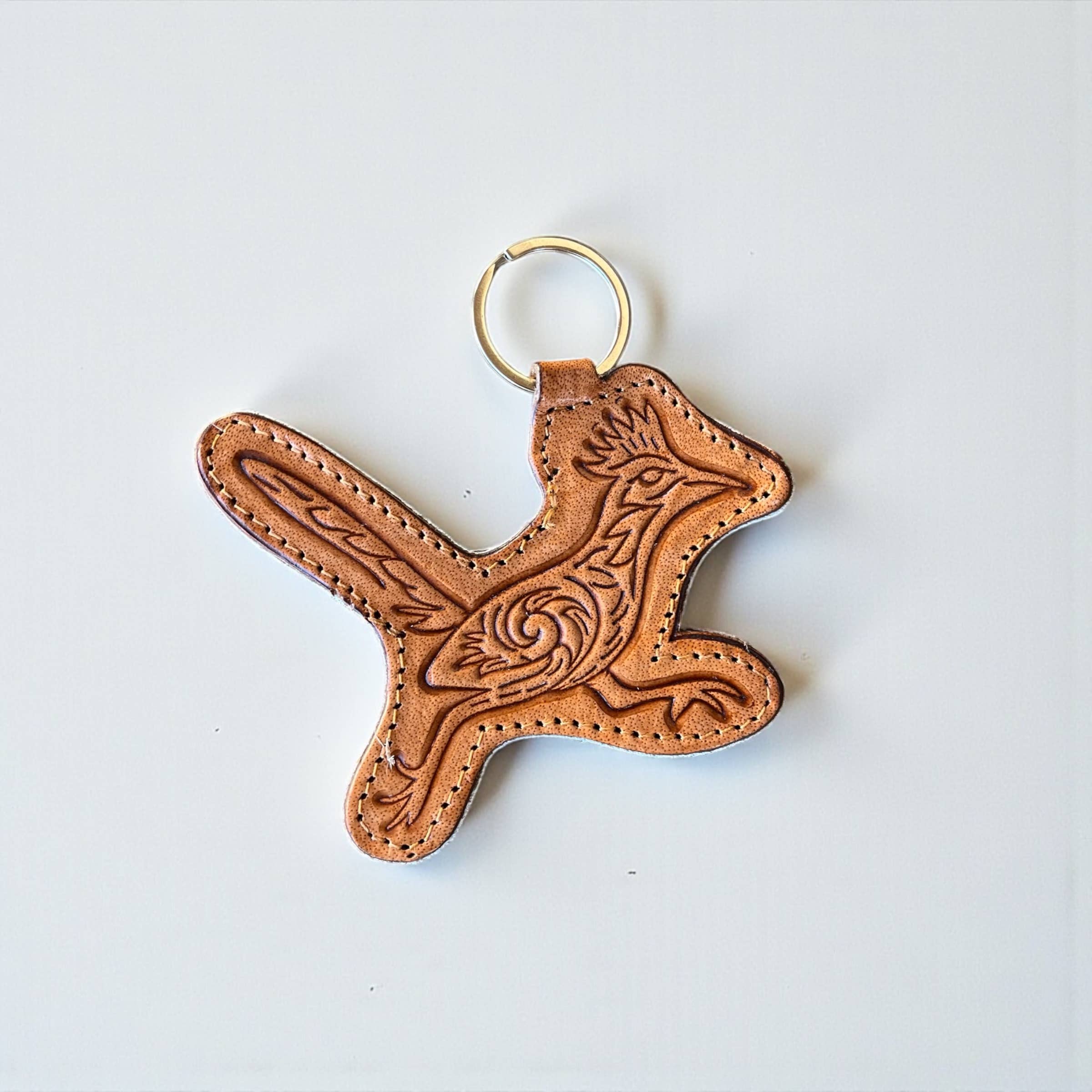 Bird tooled leather Keychain 