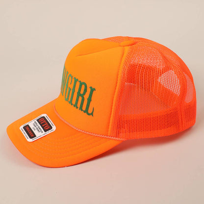COWGIRL Text Logo Printed Mesh Back Trucker Hat