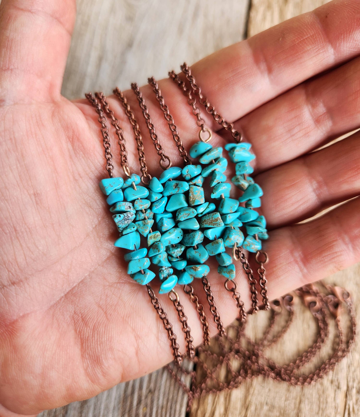 &quot;Oakley&quot; Turquoise Howlite and copper bar necklace