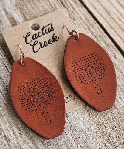"Austin"  Handmade Leather Boot Stitch Earrings
