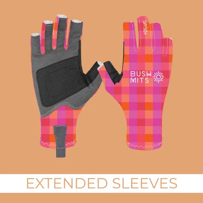 BUSH MITS Golden Hour Gingham UPF 50+ Sun Protection Gloves (EXT SL)