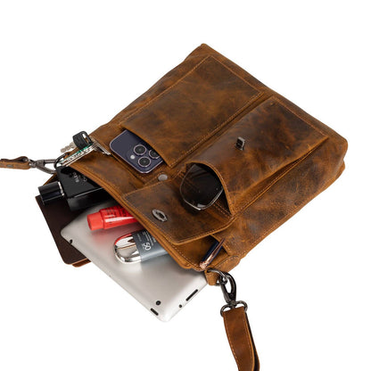 Leather Shoulder Bag Tauranga - Camel LD012CAM