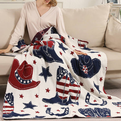 Cowgirl and Cowboy Print Soft Cozy Throw Blanket