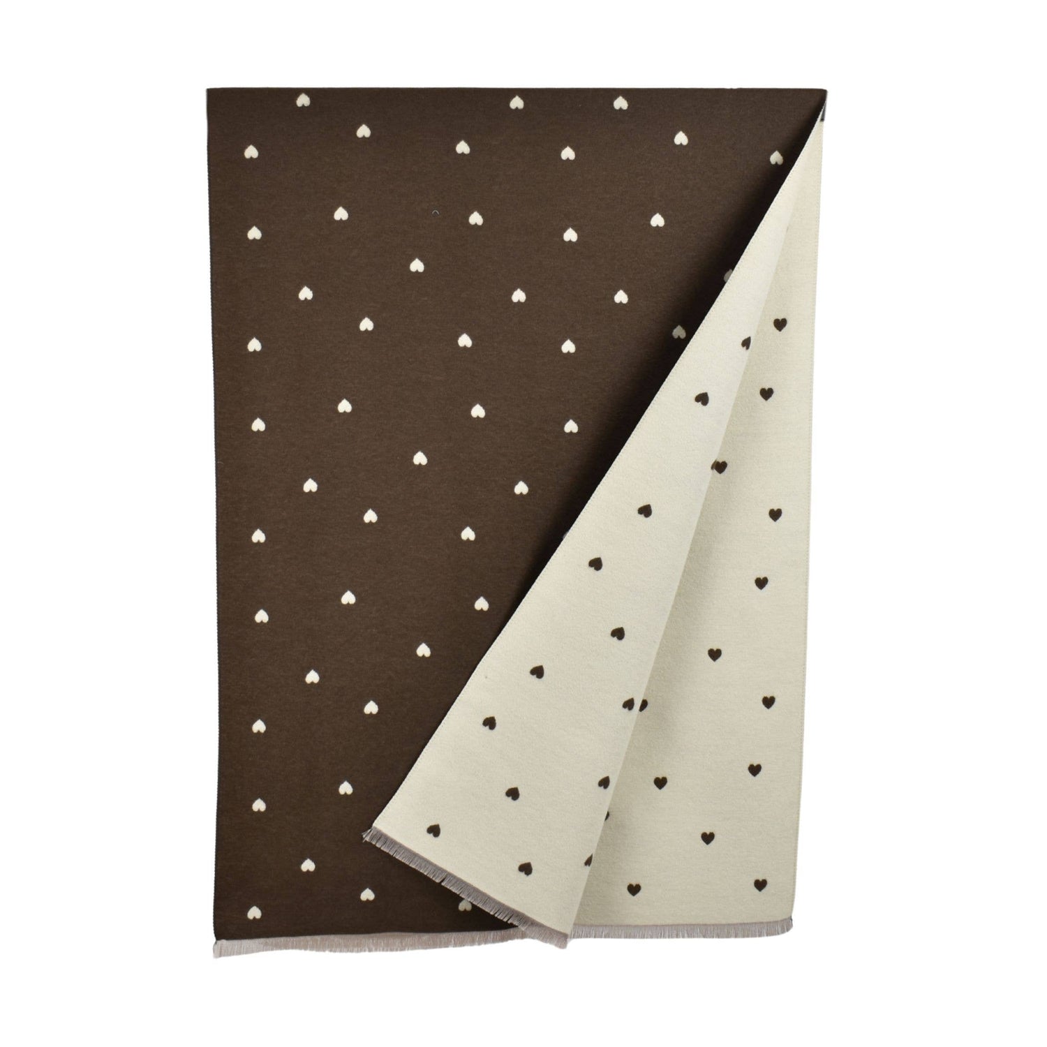 THSS2872: Brown: Reversible Petite Hearts Scarf