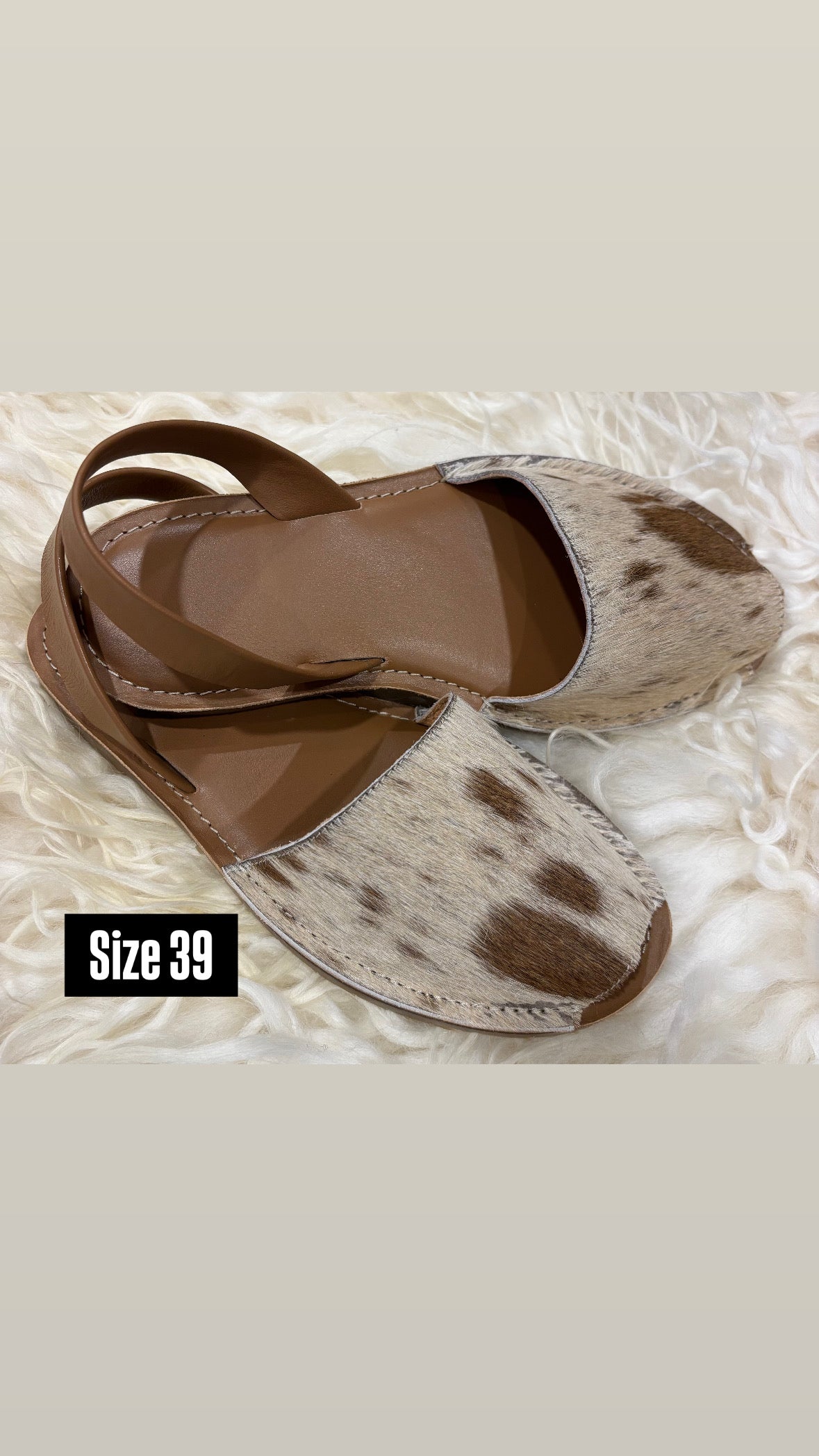 Tan Cowhide Shoes Sling Back
