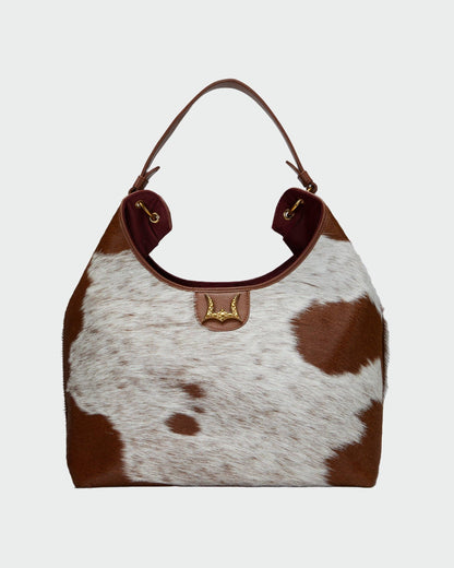 LW Large Purse - In Brown &amp; White Cowhide &amp; Calfskin