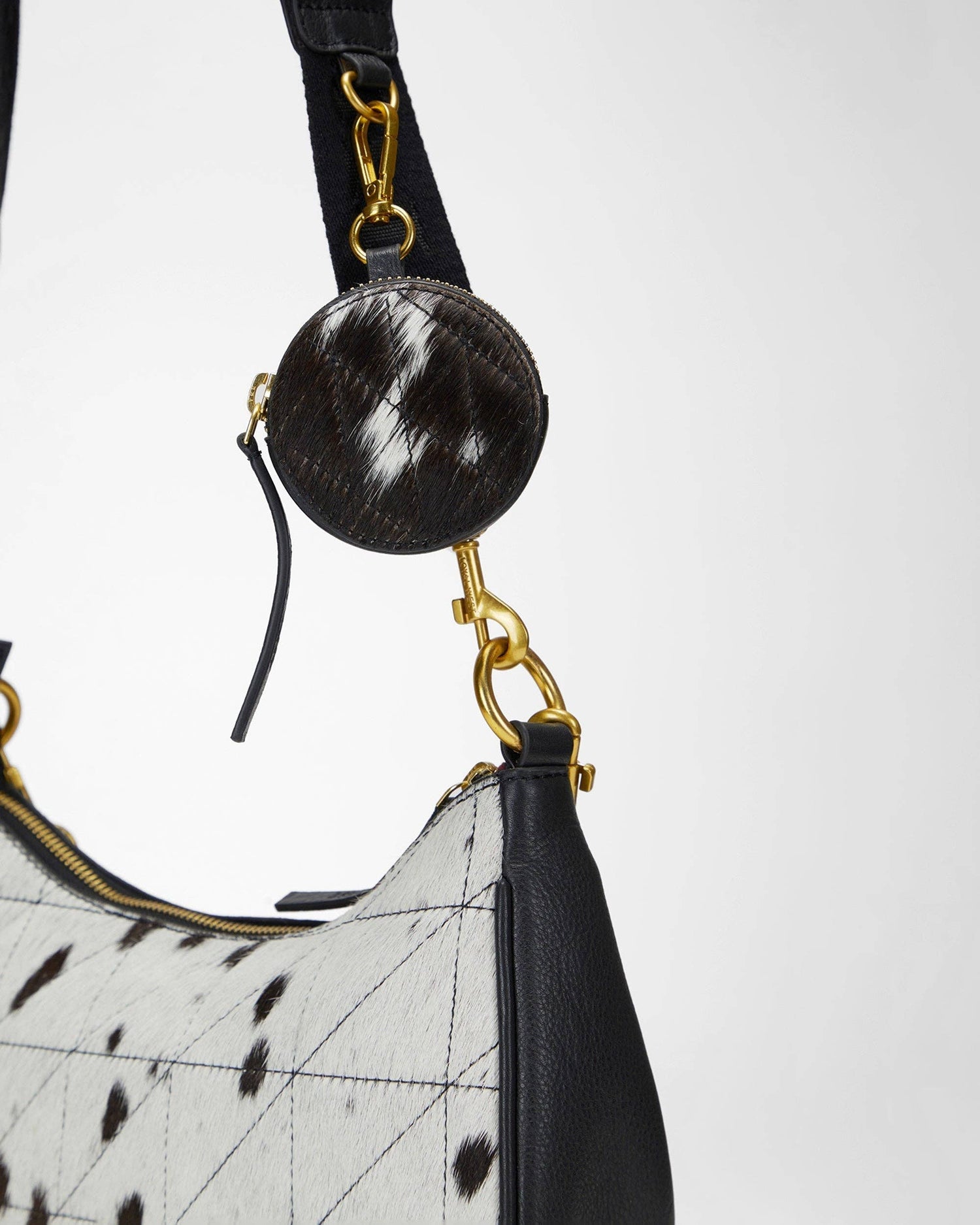 Joe Quilted Nappa Leather Bag - Black &amp; White Cowhide