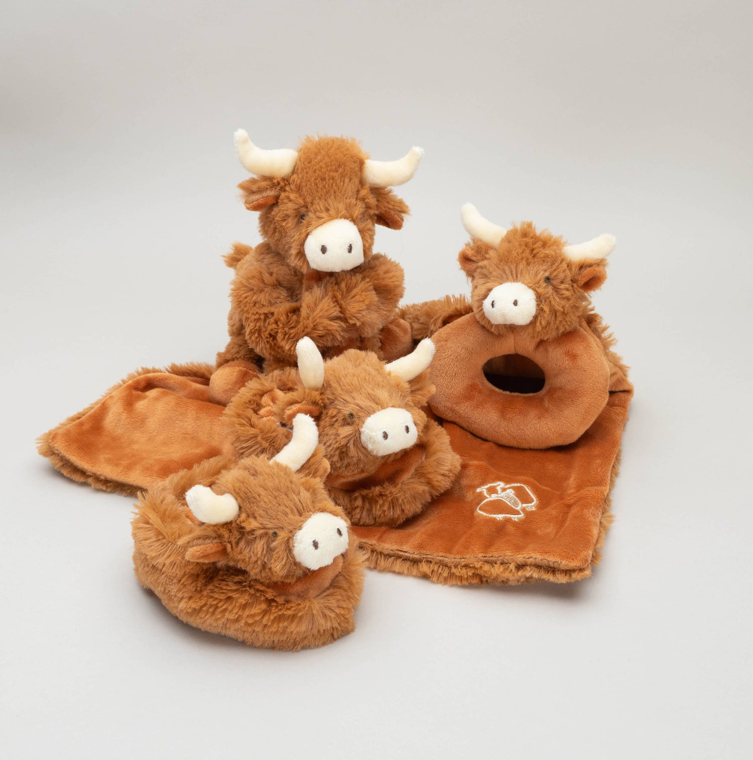 Hairy Highland Brown Cow Baby Plush Rattle - 10CM