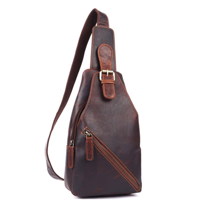Jasper – Vintage Leather Crossbody Sling Bag for Men Brown