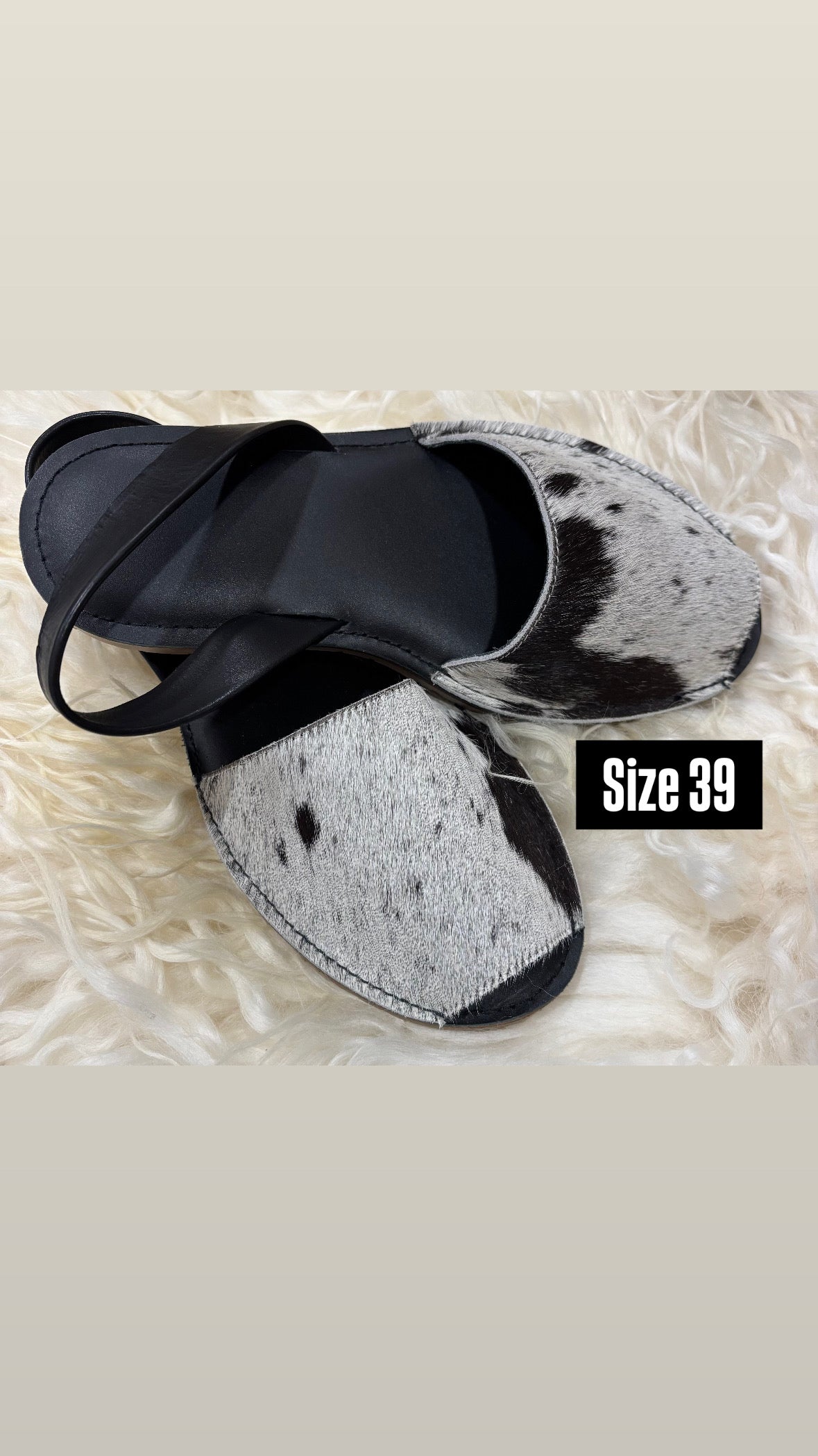 Black Cowhide Shoes Sling Back
