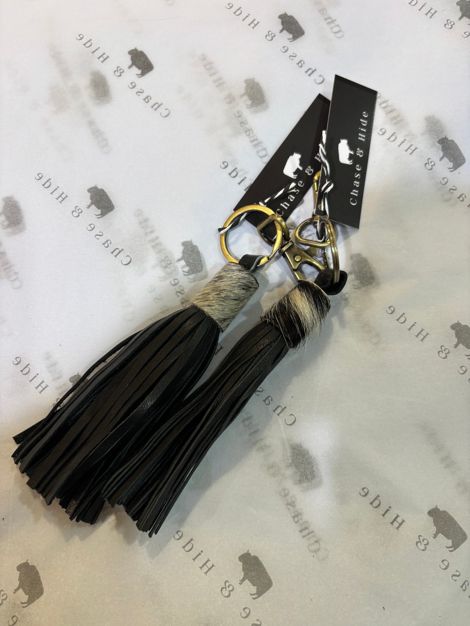 Hide and leather Tassel Keyring / Keychain