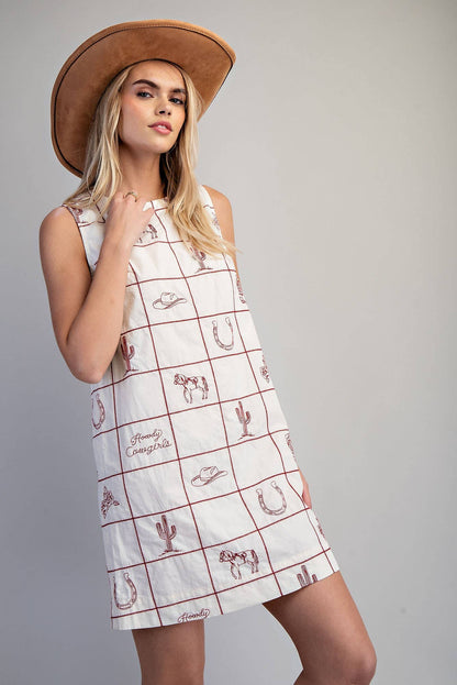 WESTERN INSPIRED SHIFT MINI DRESS