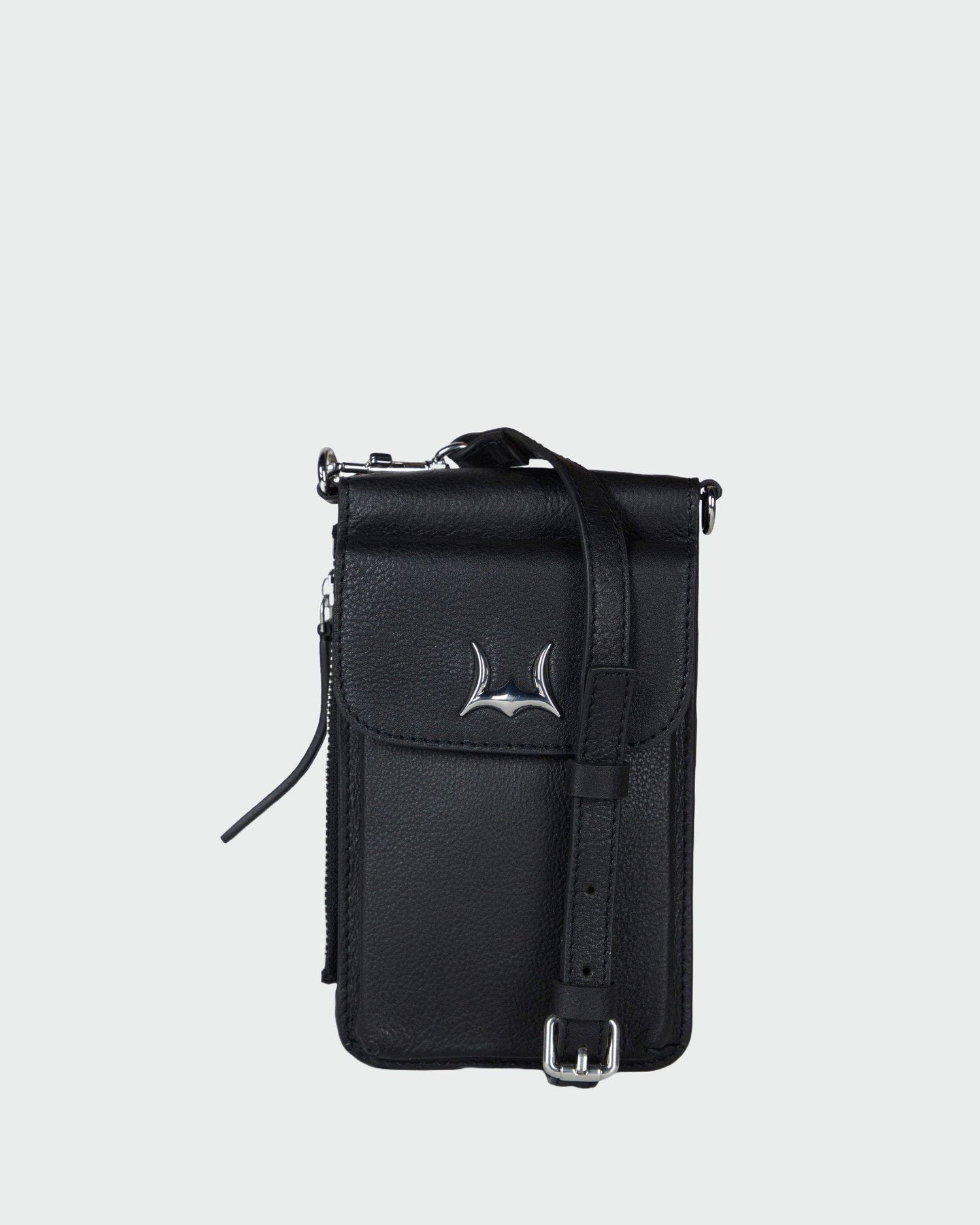 Shell Phone Bag In Black And White Cowhide