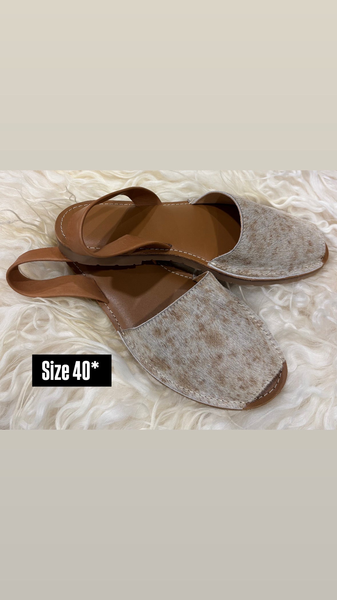 Tan Cowhide Shoes Sling Back