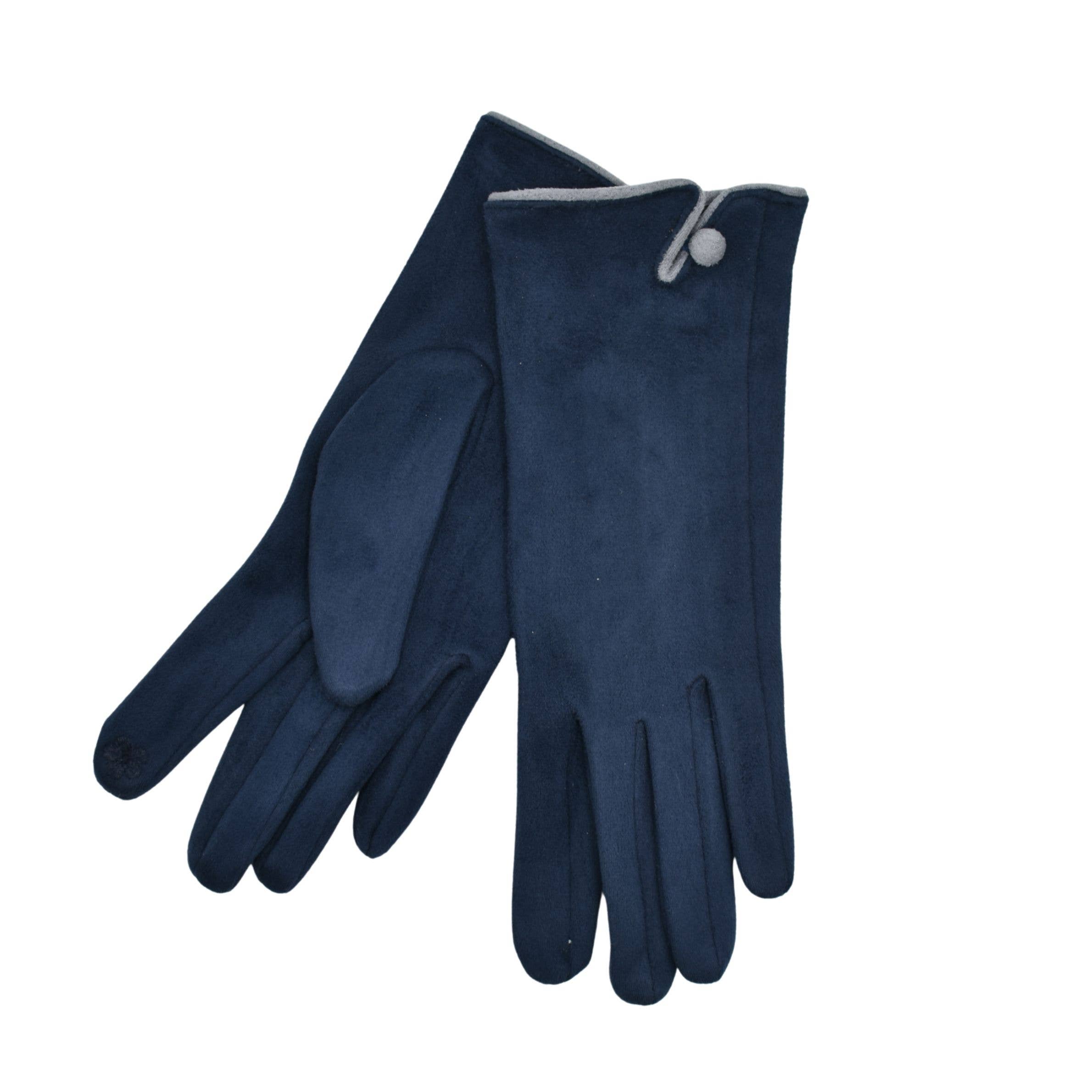 Navy Blue: One Button Gloves