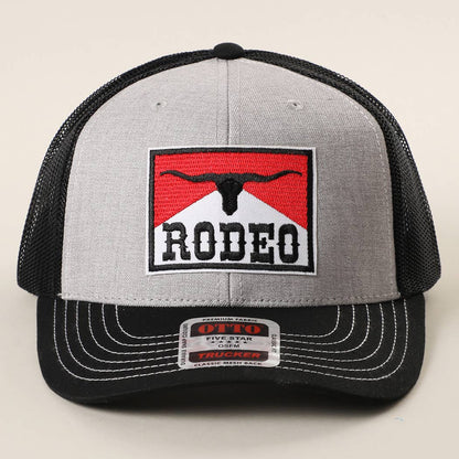 RODEO Patch Embroidered Mid Profile Mesh Back Trucker Hat