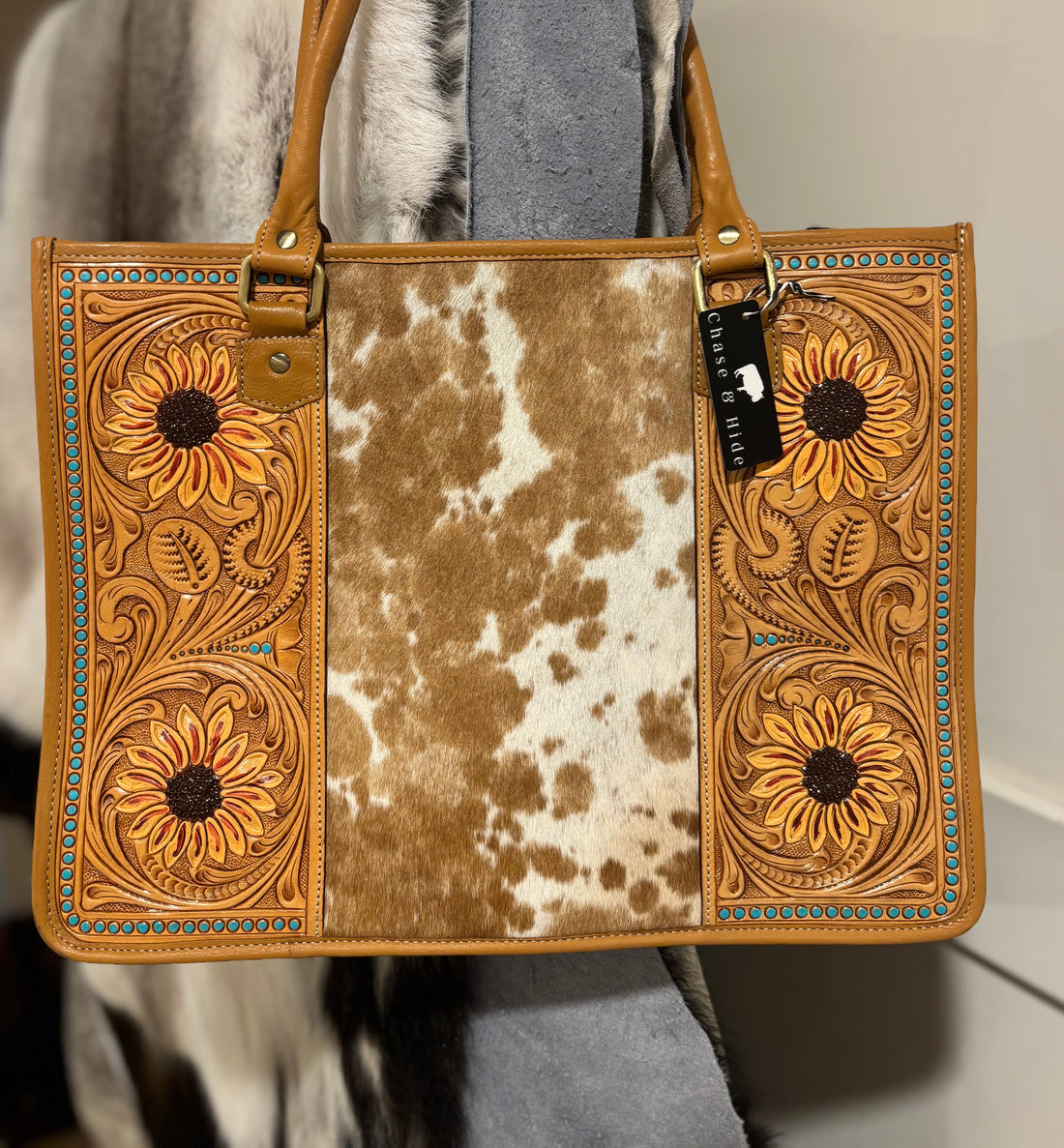 Sunflower Tooling Tote Bag - AB85