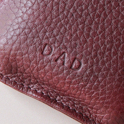 Copper Hip Flask With Pebble Grain Leather Sleeve - Cherry