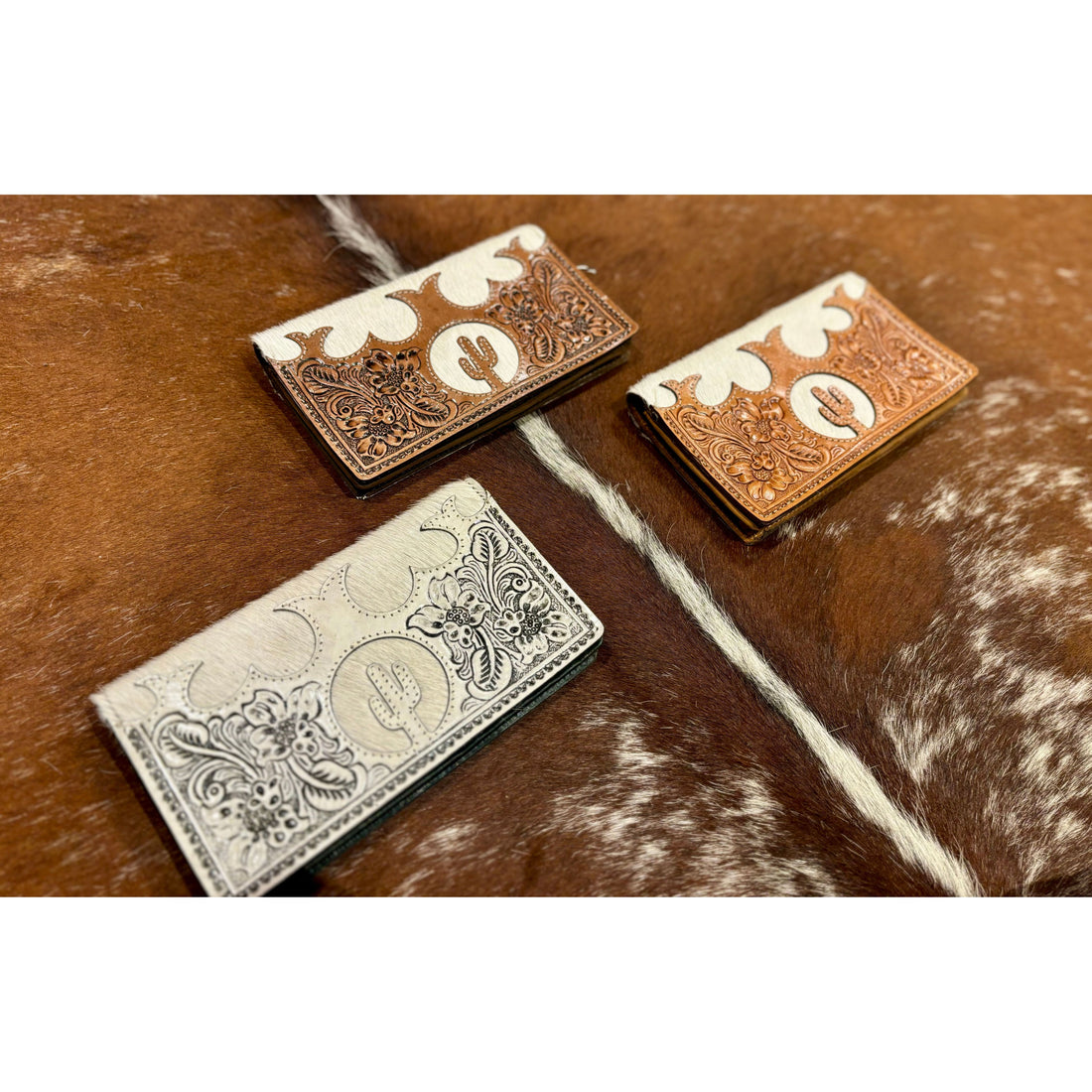 Tooling Cactus Leather Slim Cowhide Wallet 