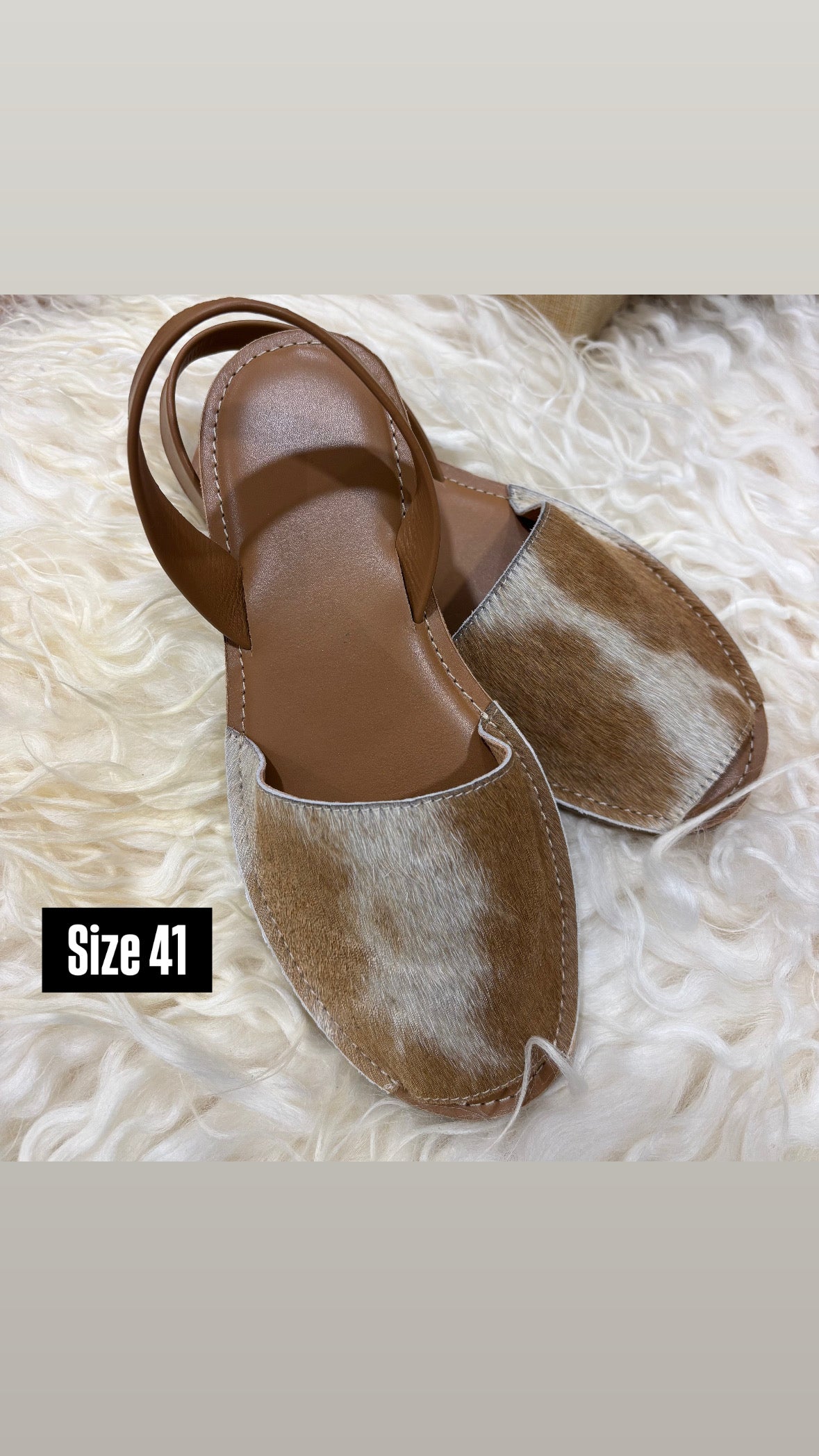 Tan Cowhide Shoes Sling Back