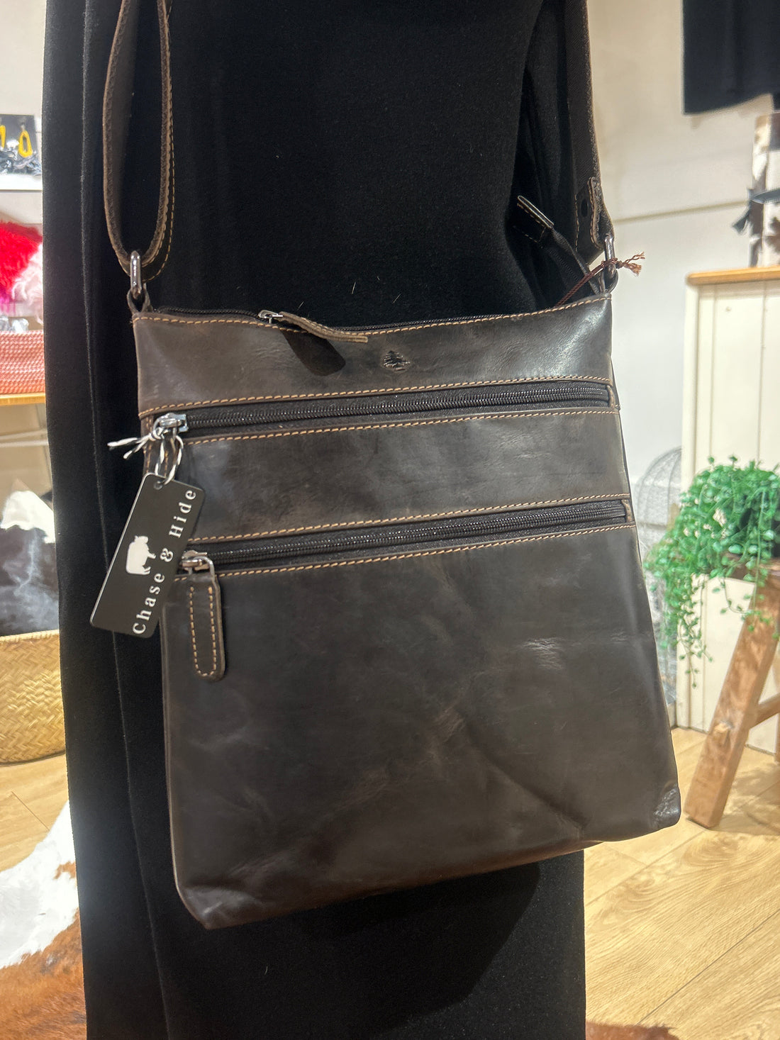 Leather Crossbody Bag - 6309