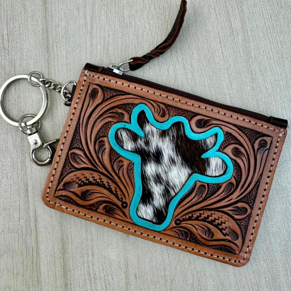 Tooling Leather and Cowhide Key/ Card Case – CA13