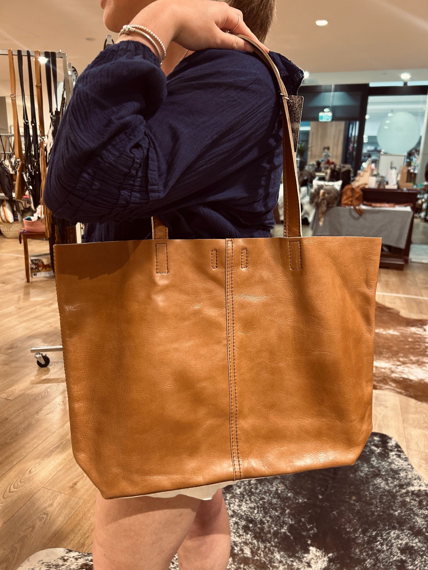 Square All Leather Tote 