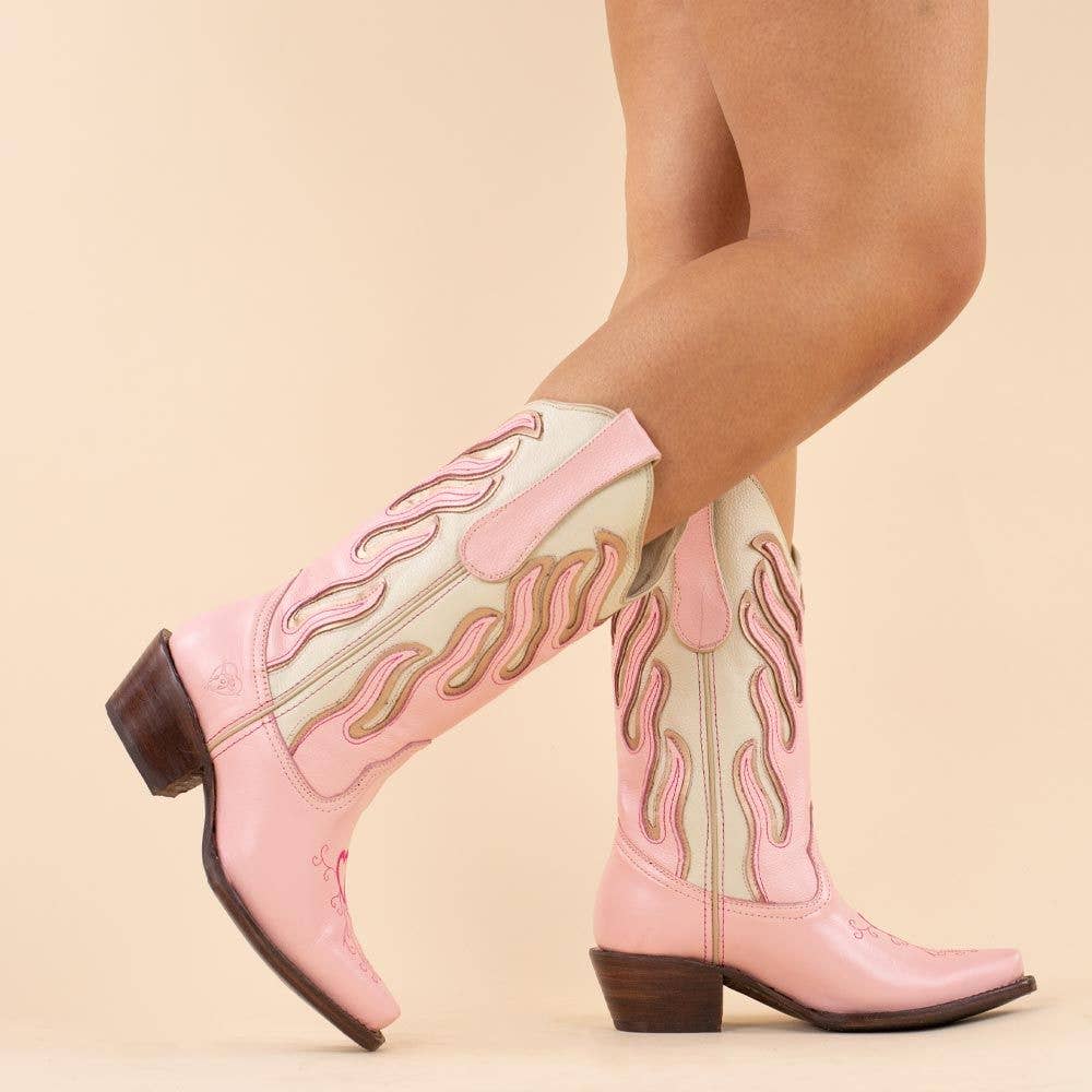 Pre Order La Pintura Goodyear Welted Flames Pink