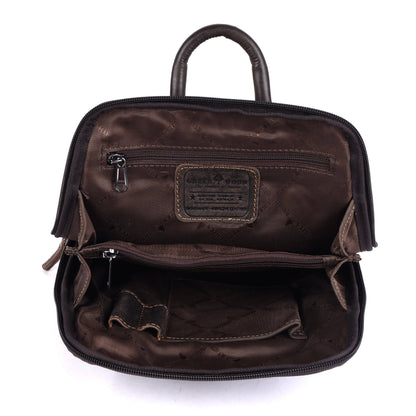 Greenwood Hartley Leather Backpack Dark Brown