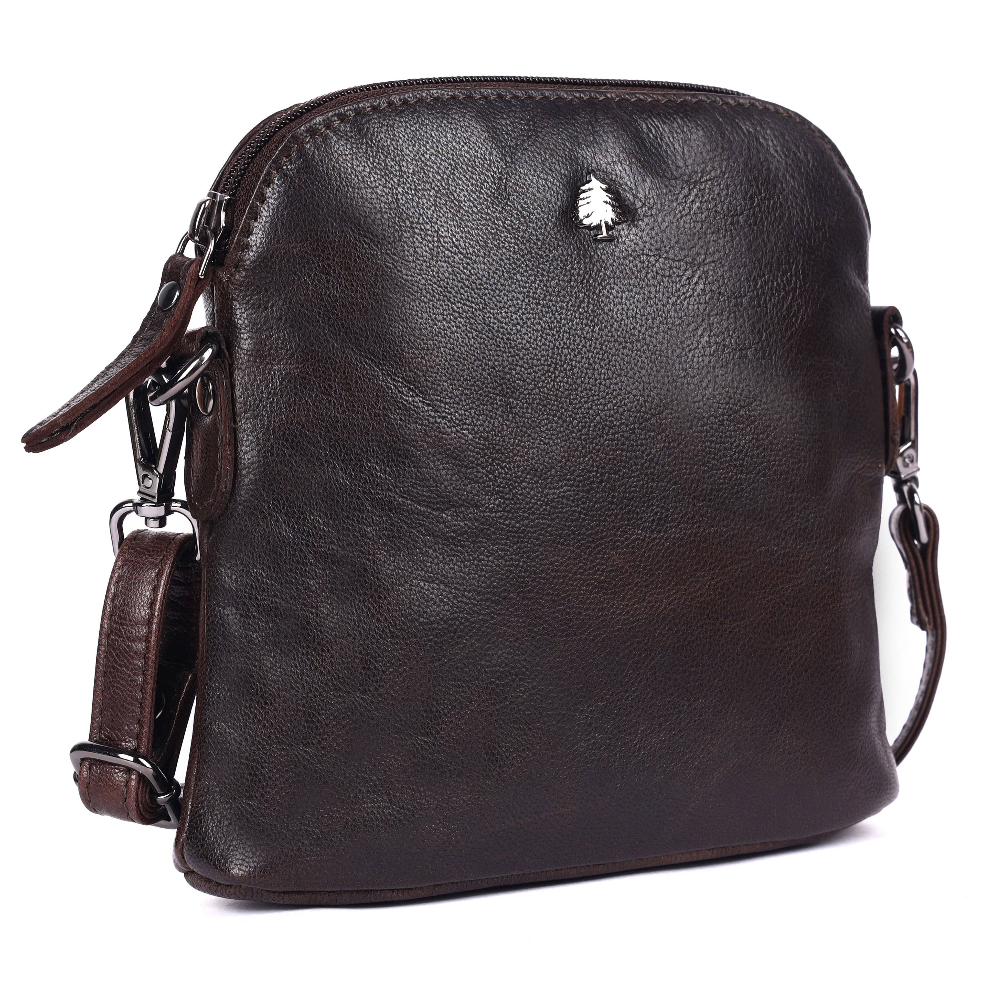 Alder Leather Crossbody Bag – Genuine Leather Sling Bag for Women (Dark Brown)