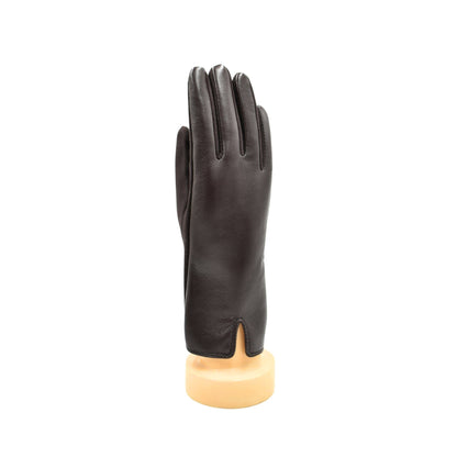 THSG1160: Chocolate: Faux Leather Gloves