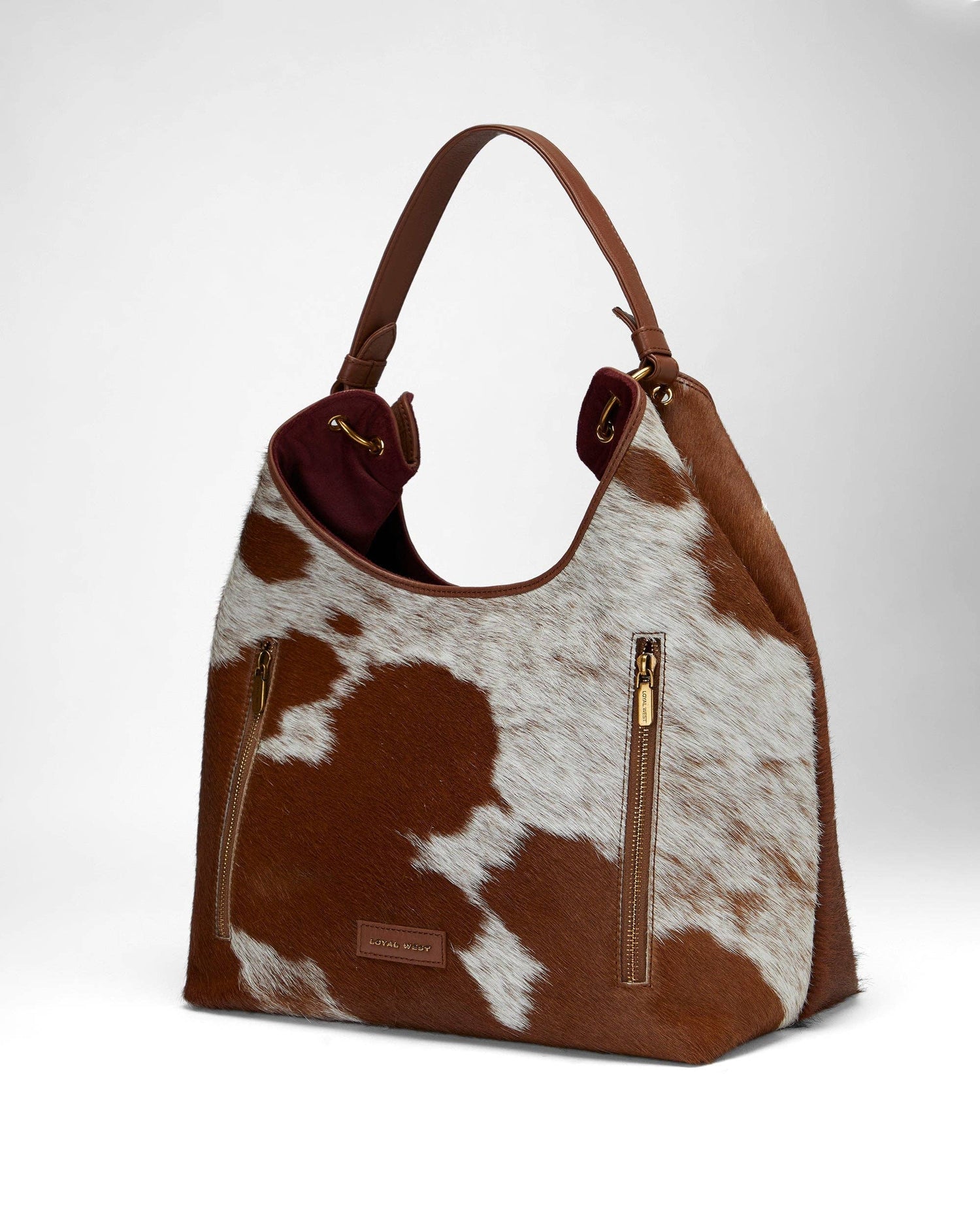 LW Large Purse - In Brown &amp; White Cowhide &amp; Calfskin