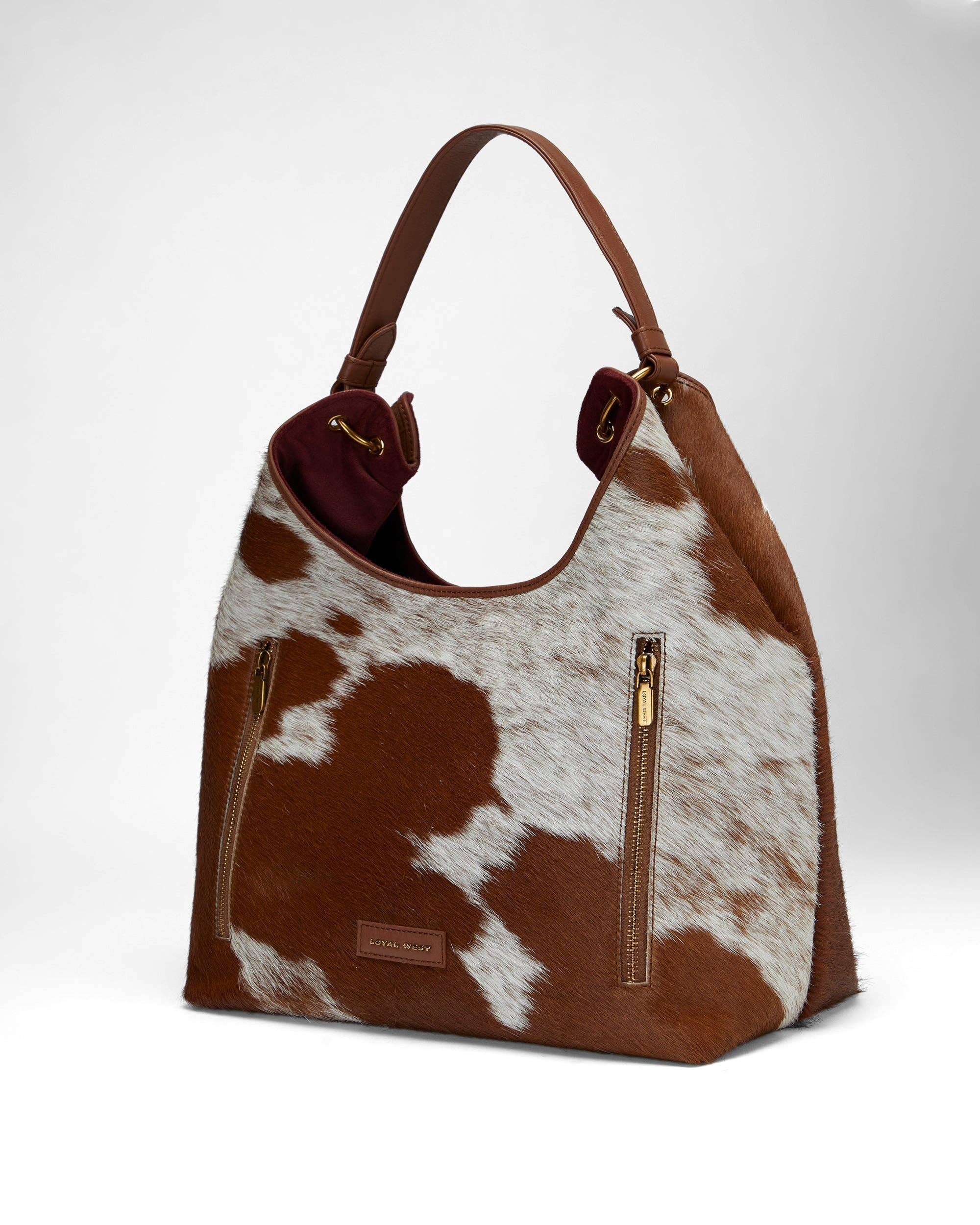 LW Large Purse - In Brown &amp; White Cowhide &amp; Calfskin